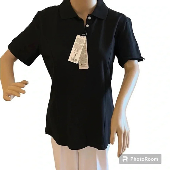 Vintage Tops - polo shirt golf cotton black, NWT, Y2K vtg,LEE Riders activewear,cottagecore